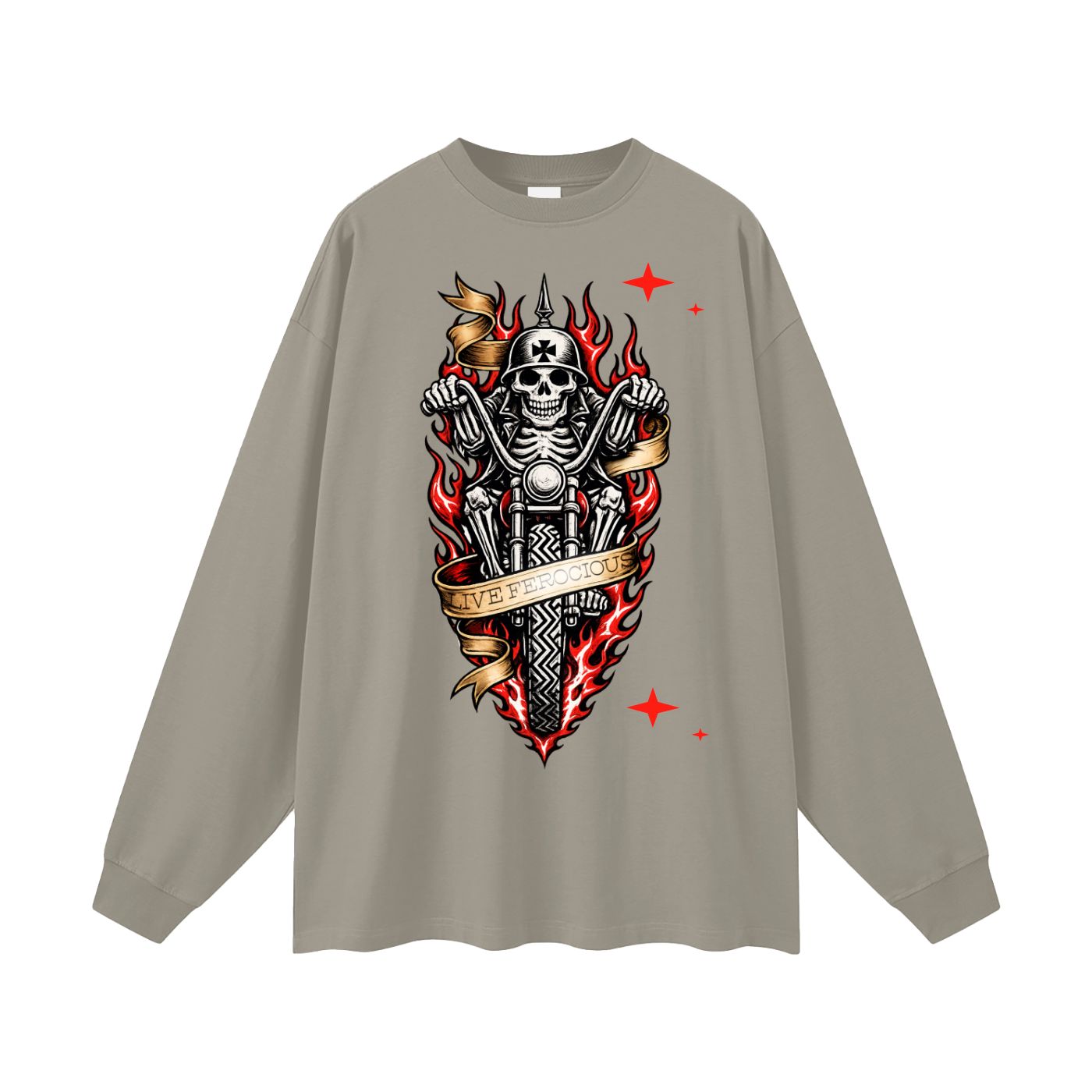 Biker Bones Oversized Unisex Long Sleeve T