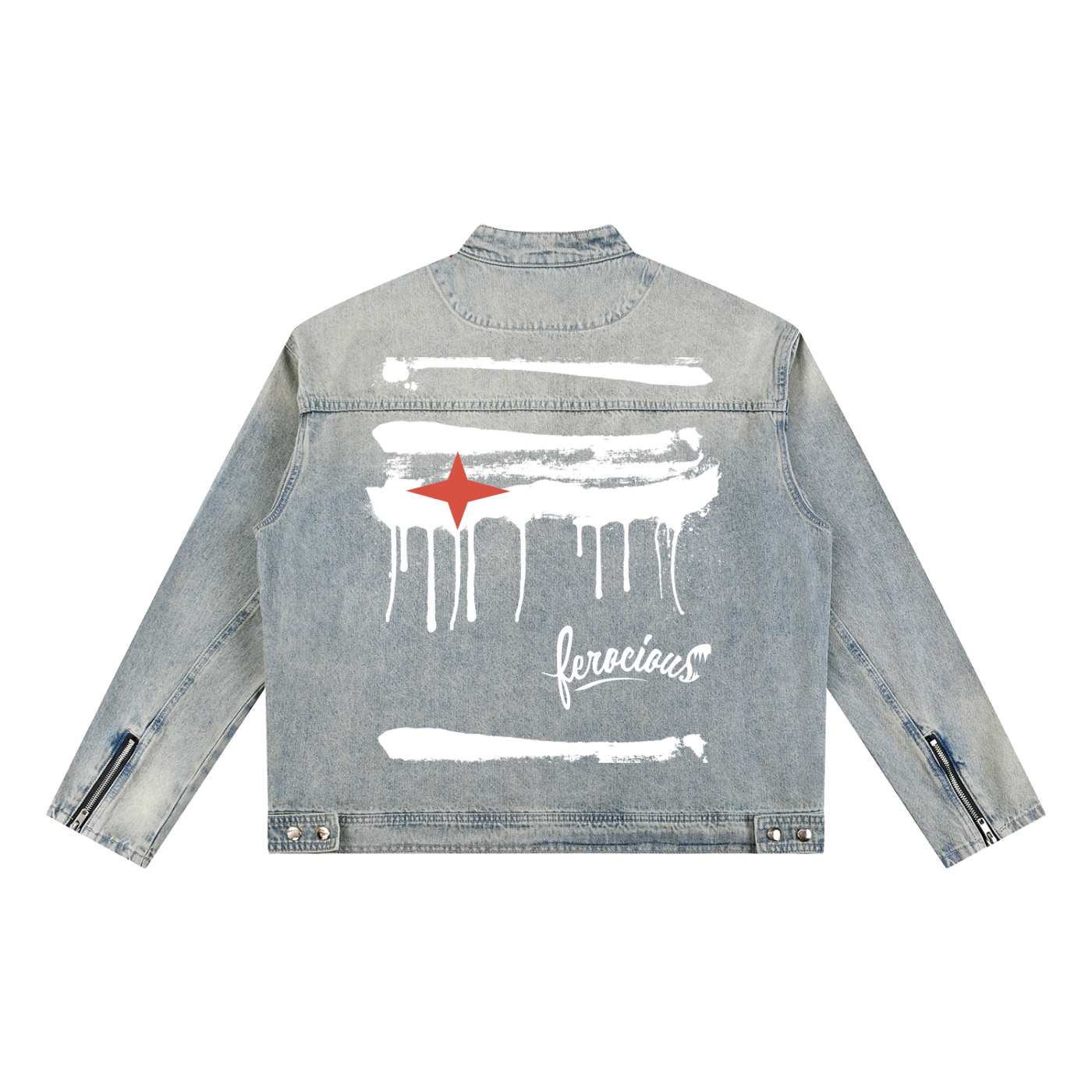 White Wash - Vintage Denim Biker Jacket