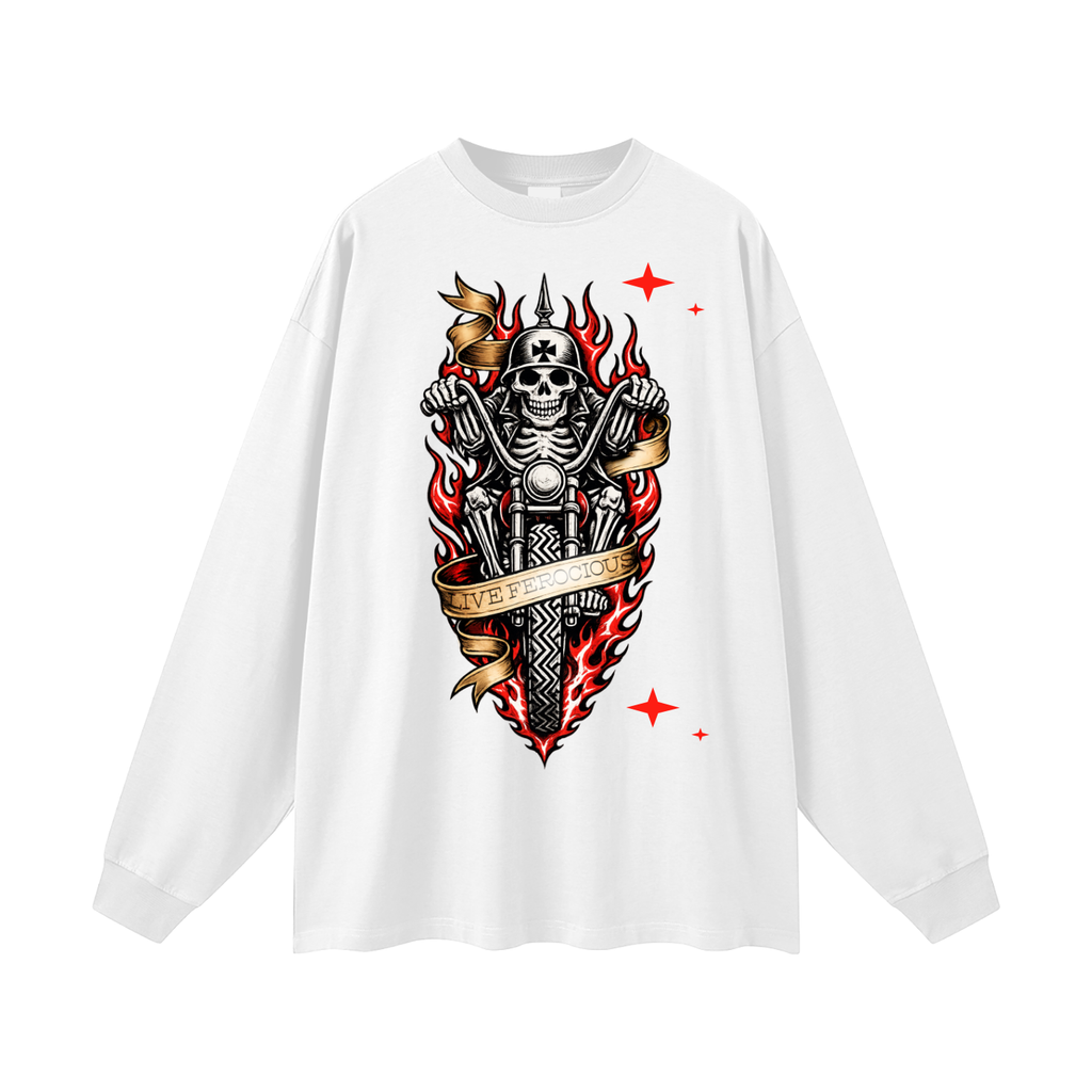 Biker Bones Oversized Unisex Long Sleeve T