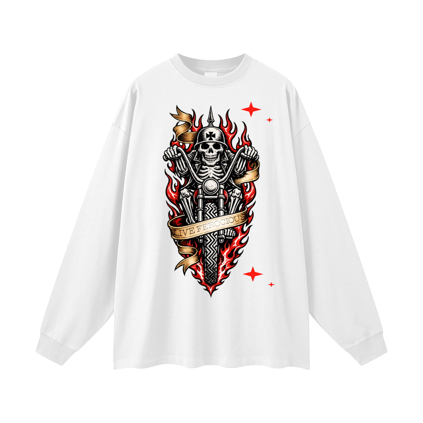 Biker Bones Oversized Unisex Long Sleeve T