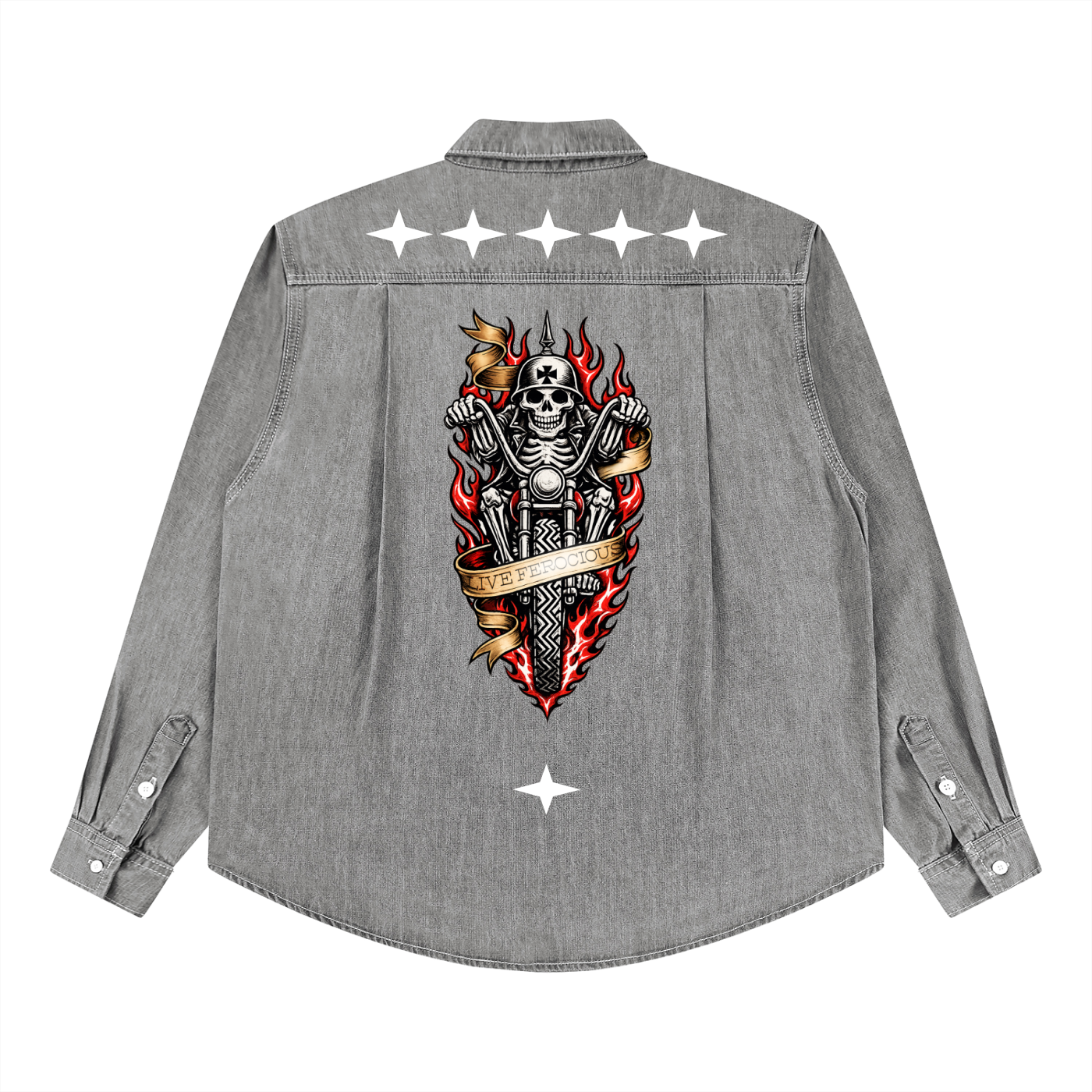 Biker Bones - Unisex Vintage Denim Shirt