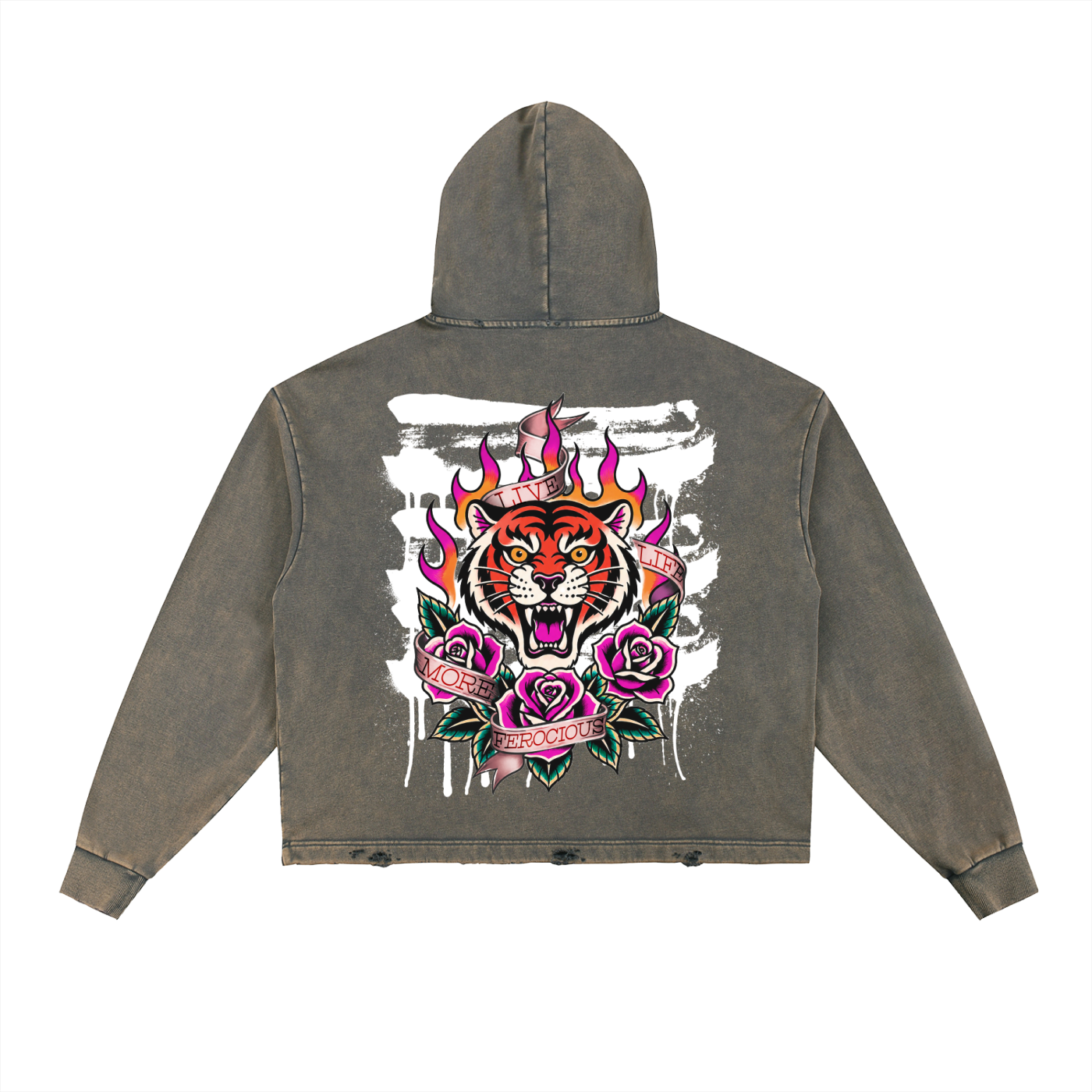 Tiger Rose - Vintage Frayed-Hem Hoodie