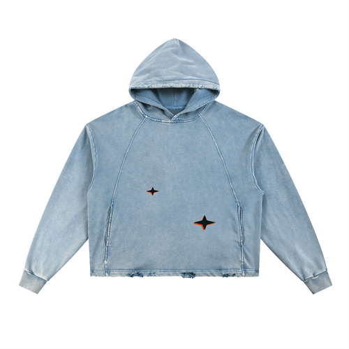Crazy Dragon - Vintage Frayed-Hem Hoodie