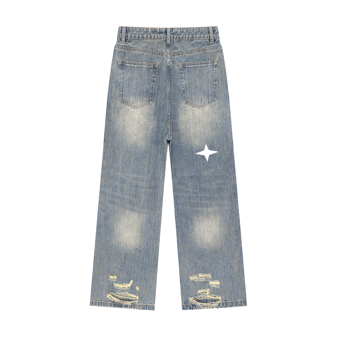 Stripe Wash - Vintage Distressed Denim Jeans