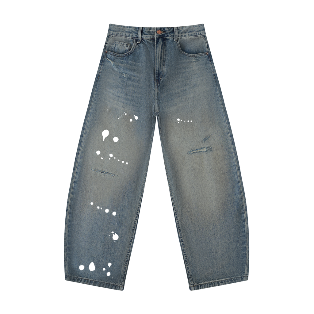 Stars & Splats - Men's Distressed Barrel Leg Jeans
