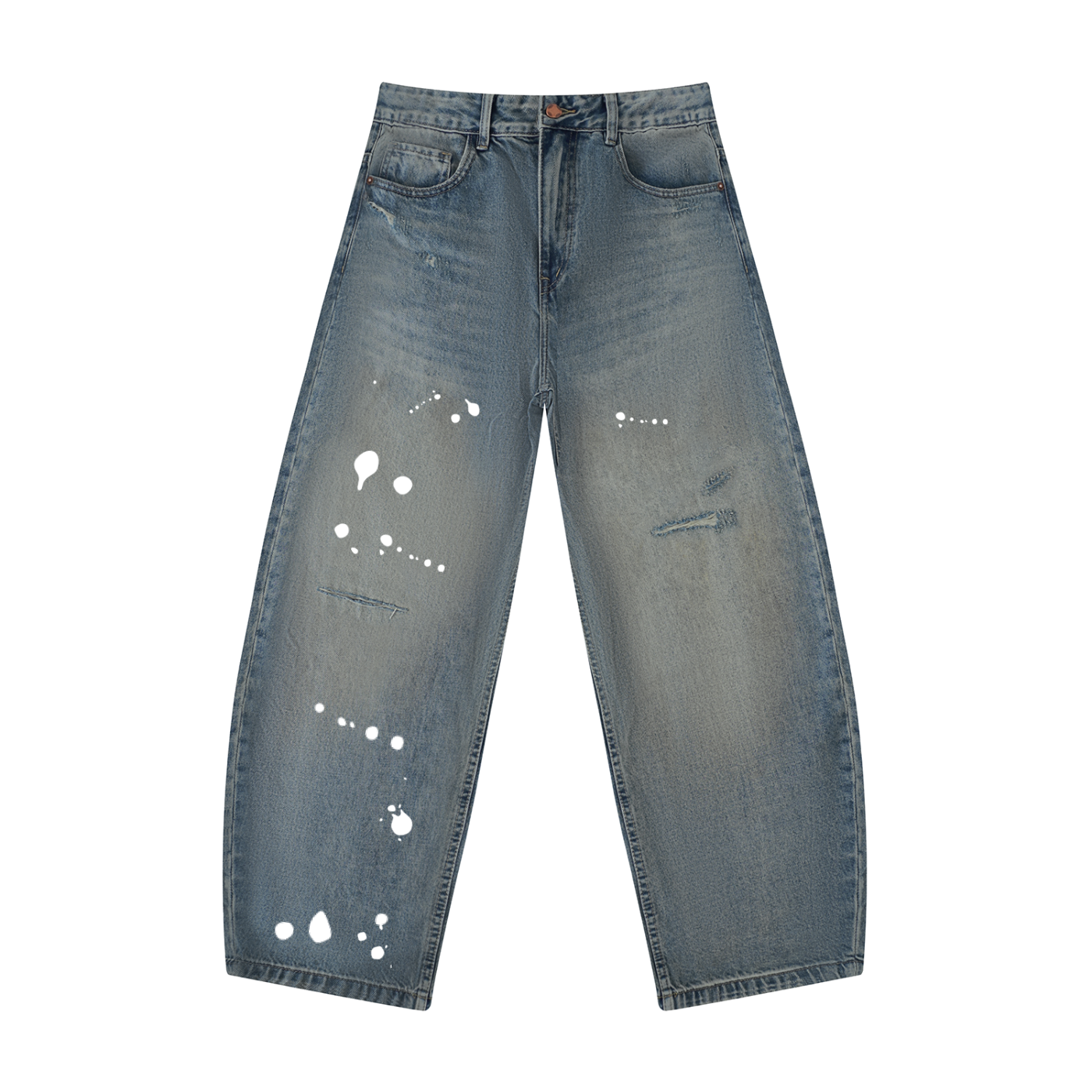 Stars & Splats - Men's Distressed Barrel Leg Jeans