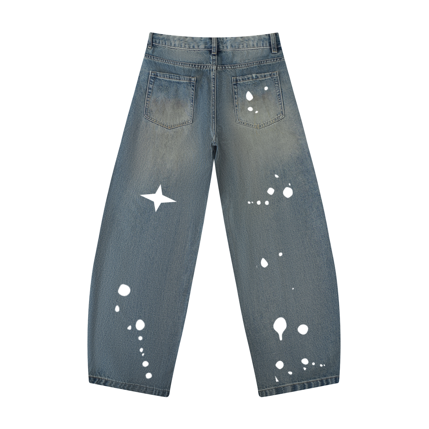 Stars & Splats - Men's Distressed Barrel Leg Jeans