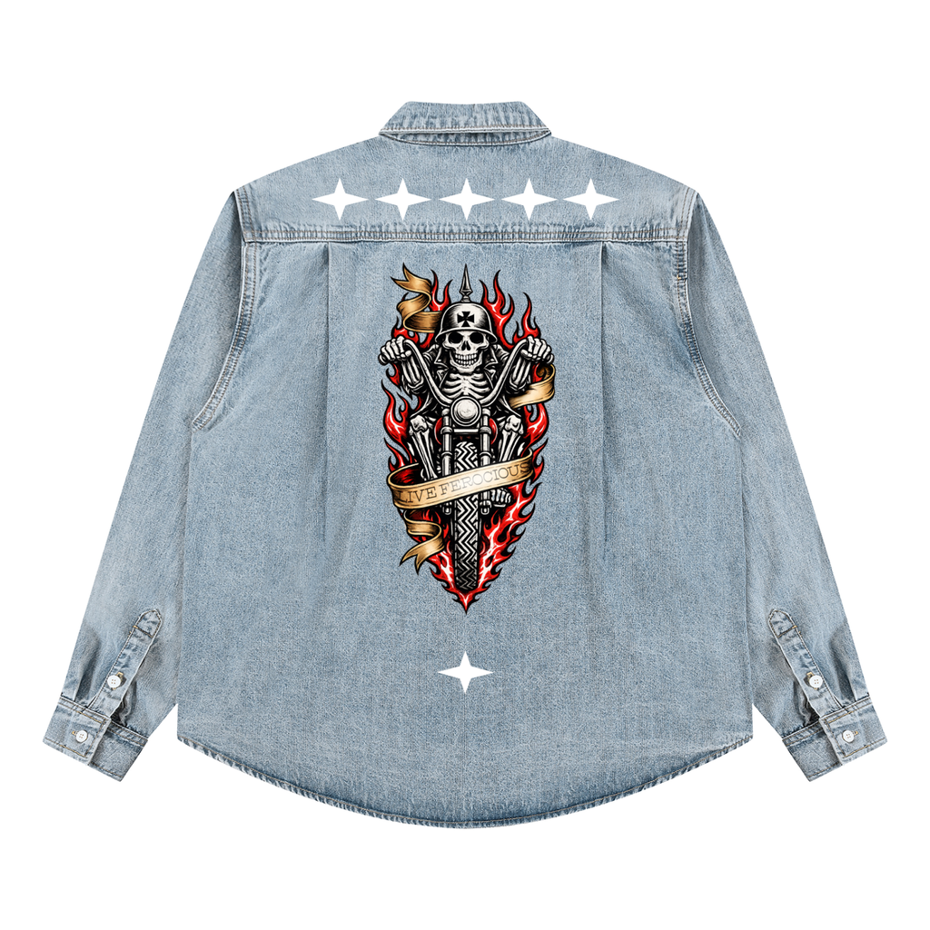 Biker Bones - Unisex Vintage Denim Shirt