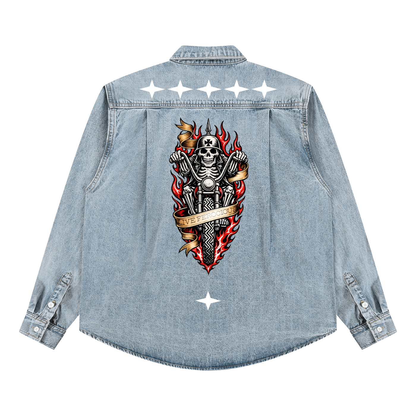 Biker Bones - Unisex Vintage Denim Shirt