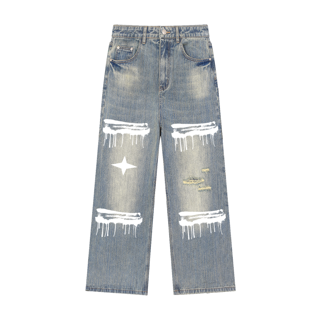 Stripe Wash - Vintage Distressed Denim Jeans