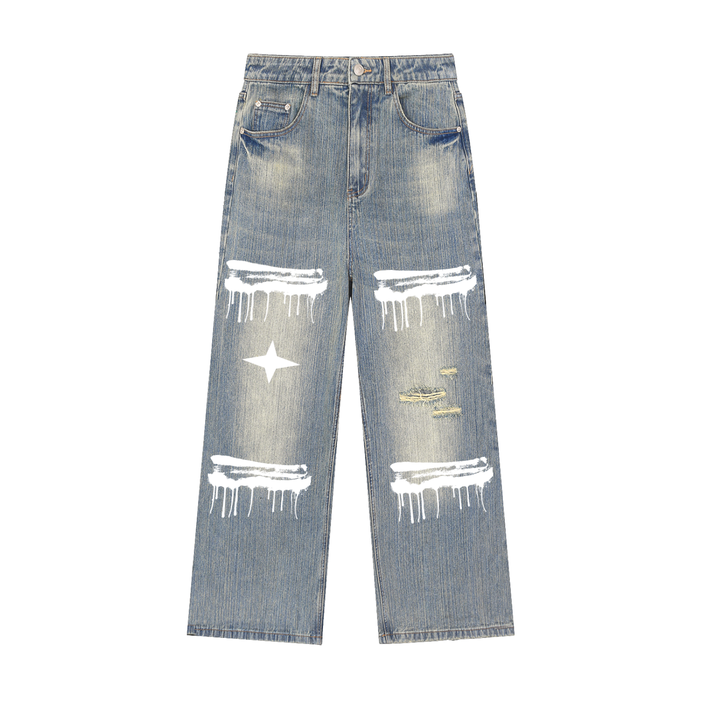 Stripe Wash - Vintage Distressed Denim Jeans