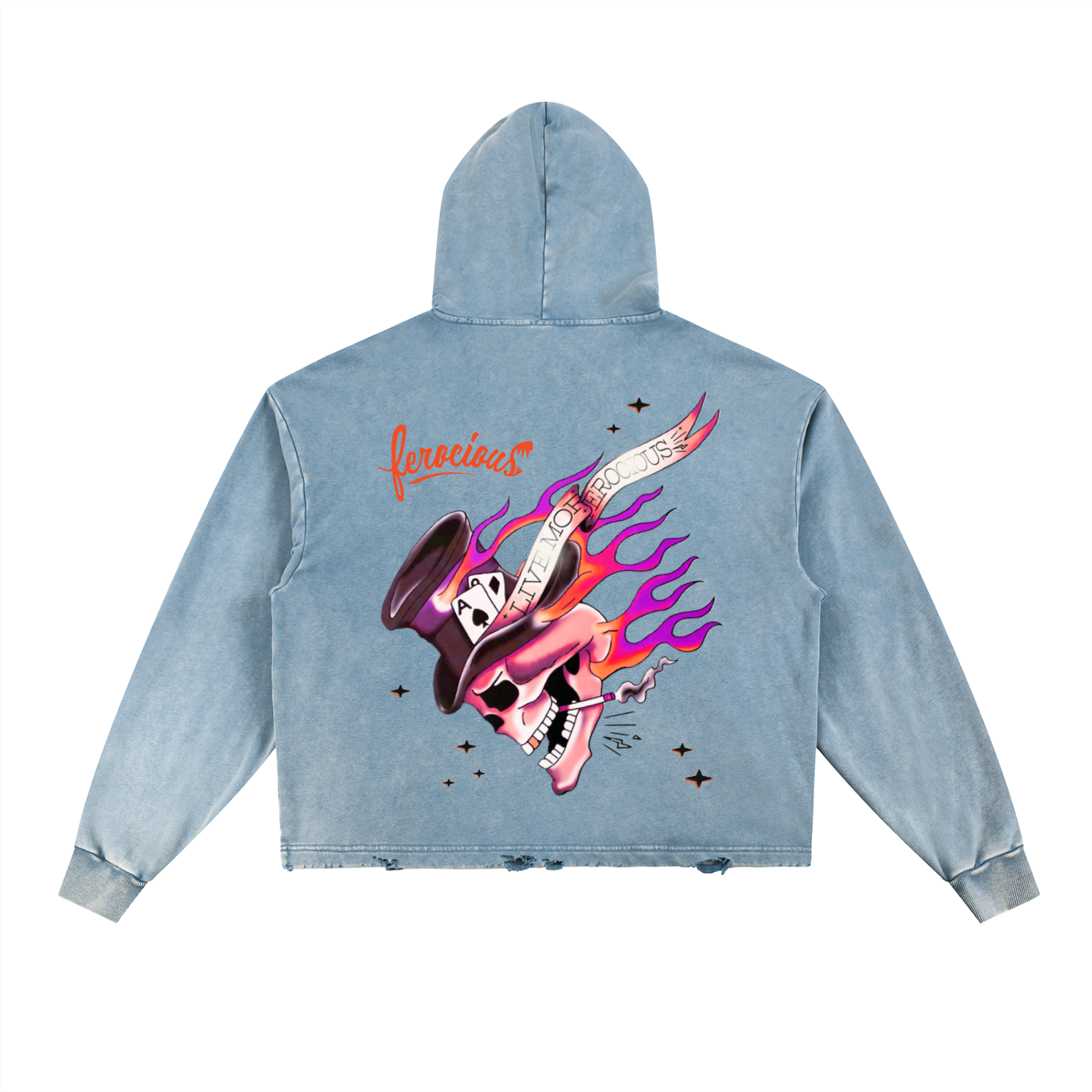 Flaming Skull - Vintage Hoodie