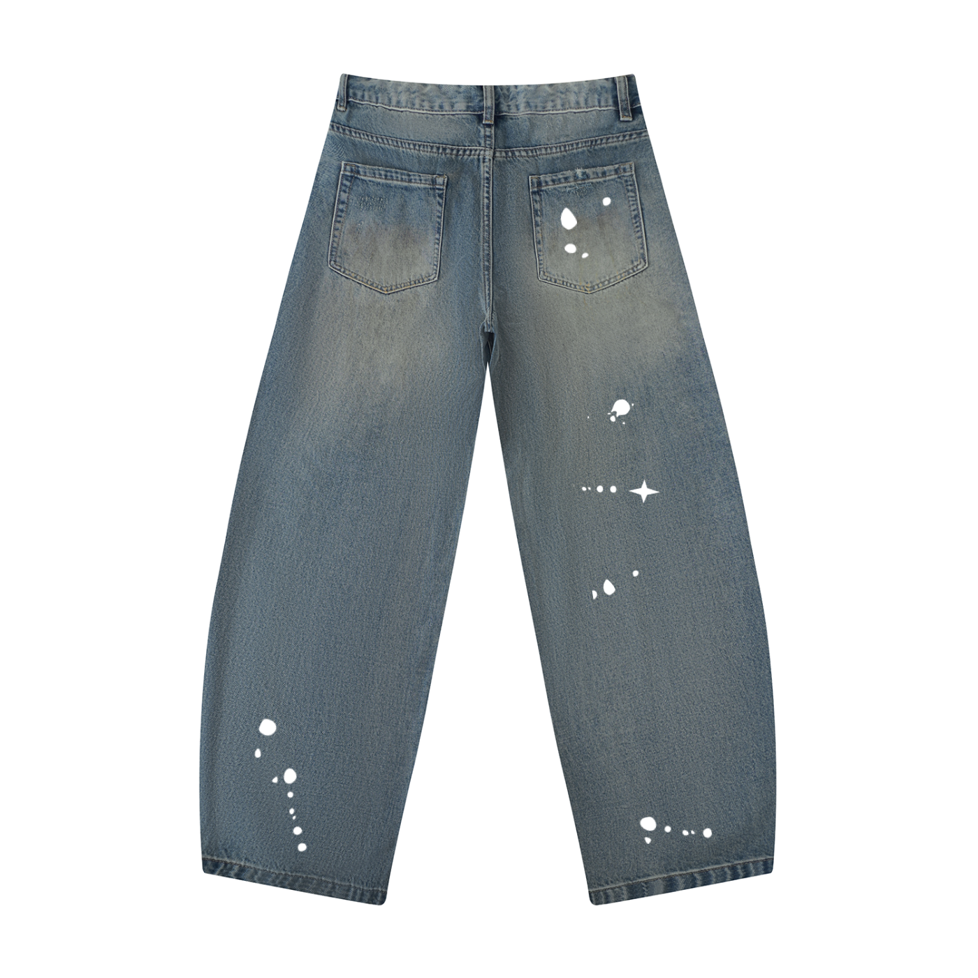 Stars & Splats - Men's Distressed Barrel Leg Jeans