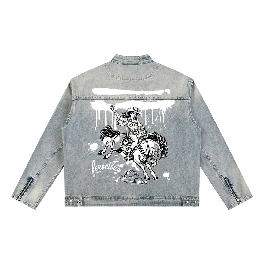 Miss S - Vintage Denim Biker Jacket