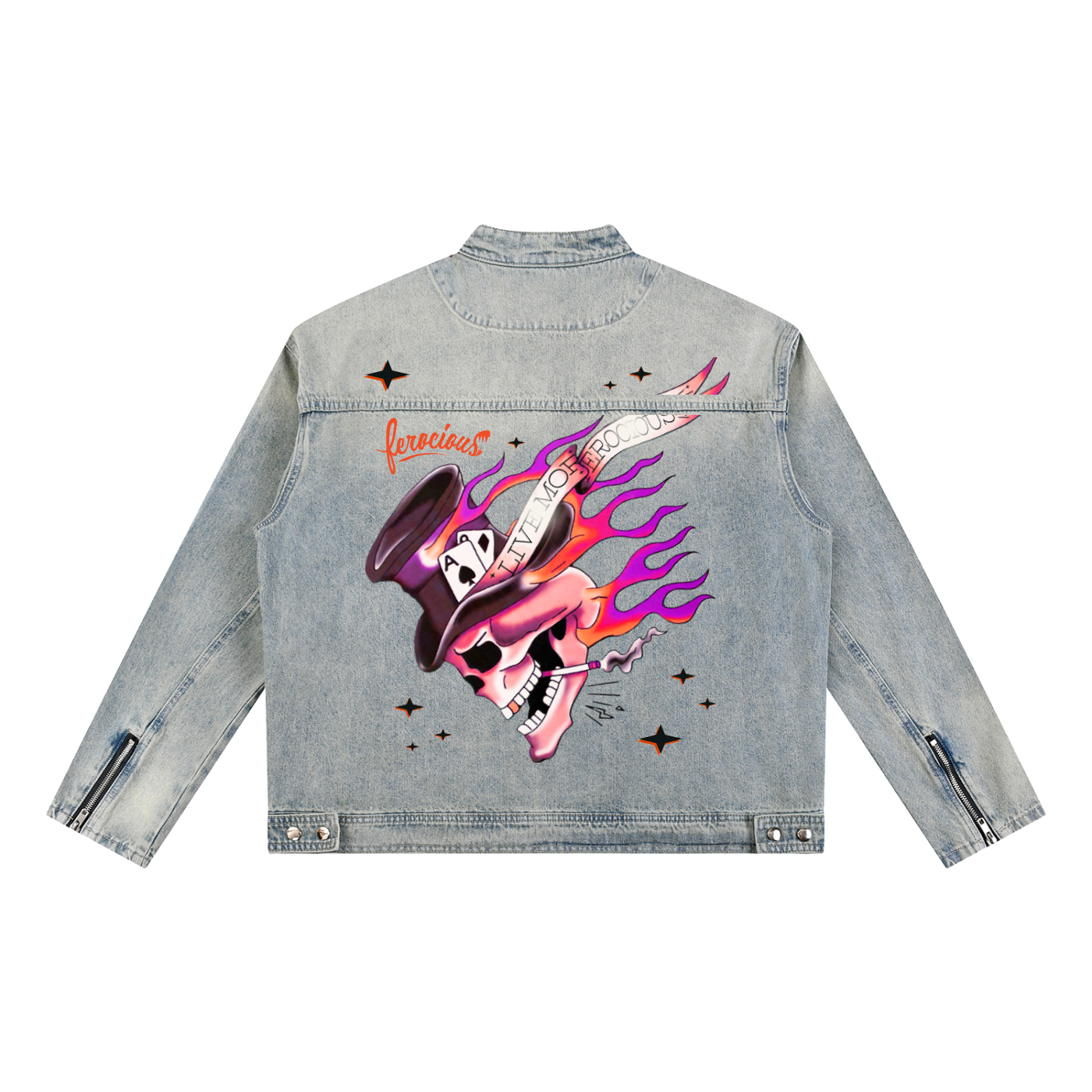 Flaming Skull - Vintage Denim Jacket