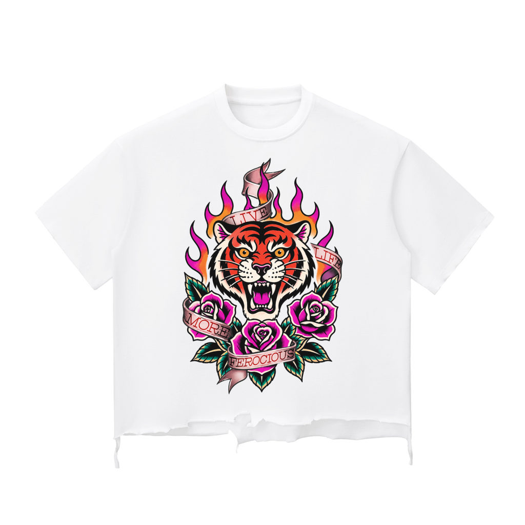 Tiger Rose - Wash Raw-Hem Boxy T