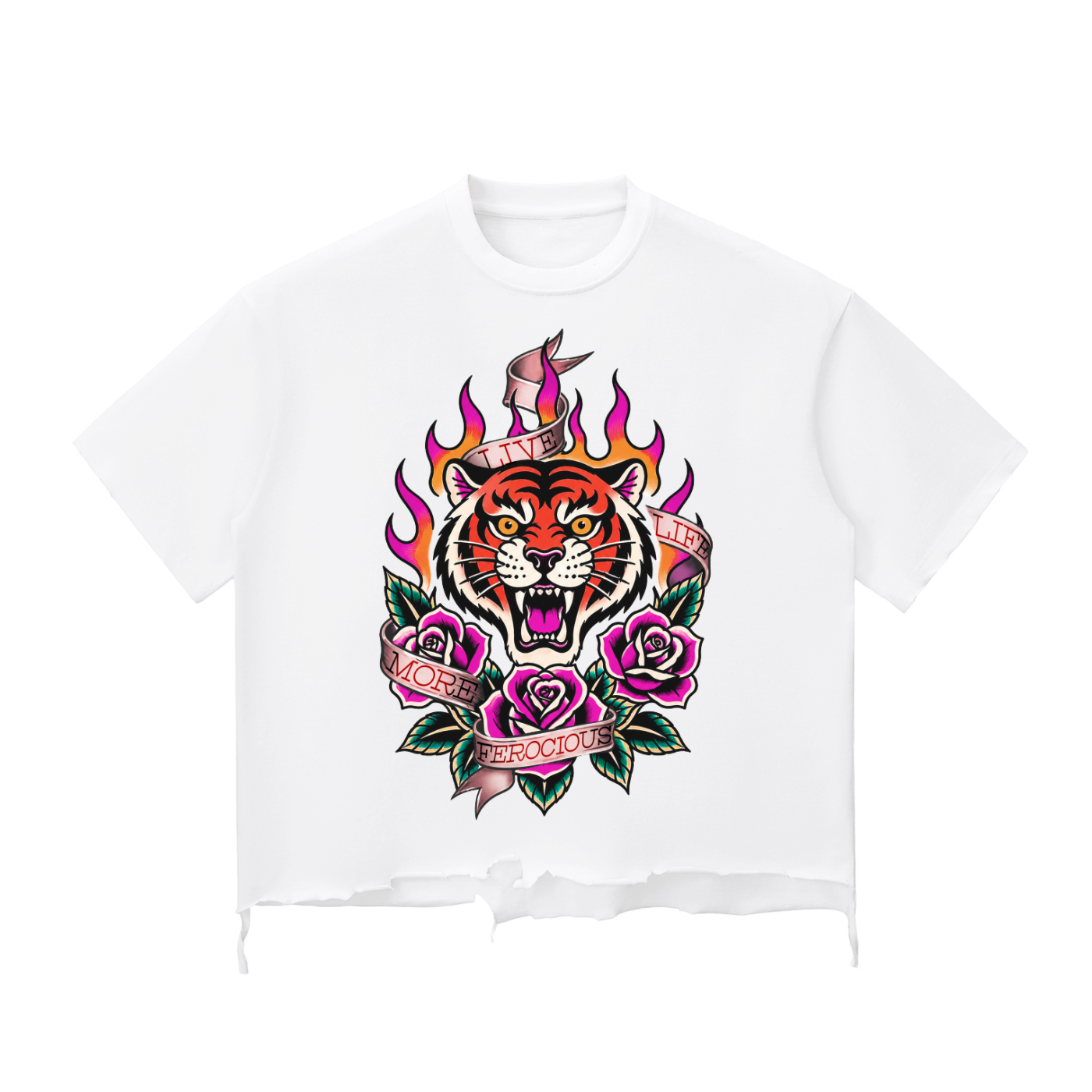 Tiger Rose - Wash Raw-Hem Boxy T