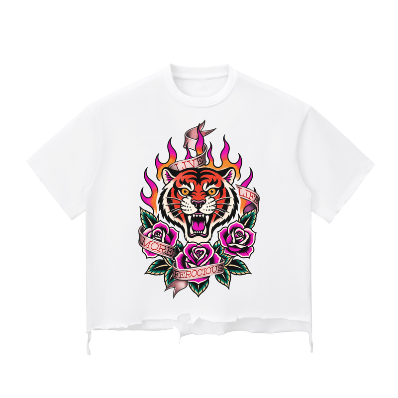 Tiger Rose - Wash Raw-Hem Boxy T