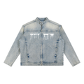 White Wash - Vintage Denim Biker Jacket