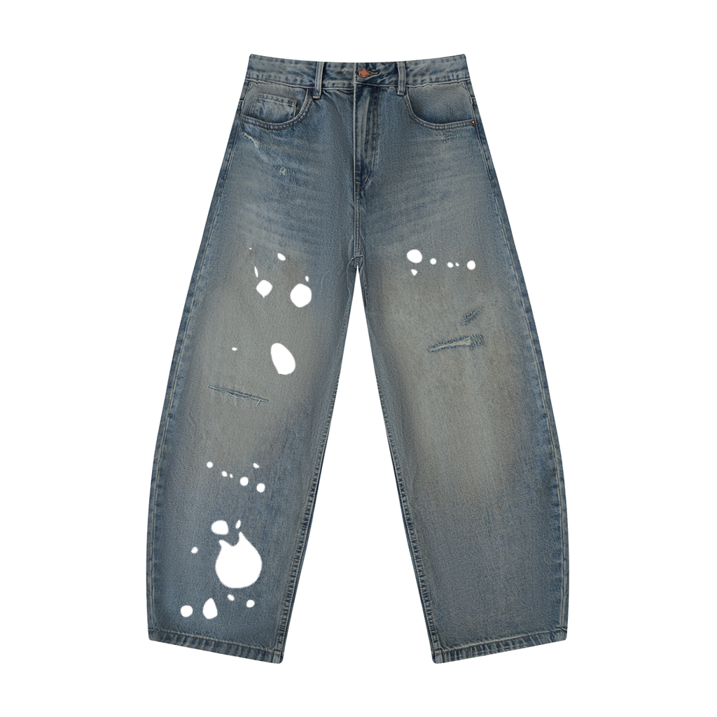 Stars & Splats - Men's Distressed Barrel Leg Jeans