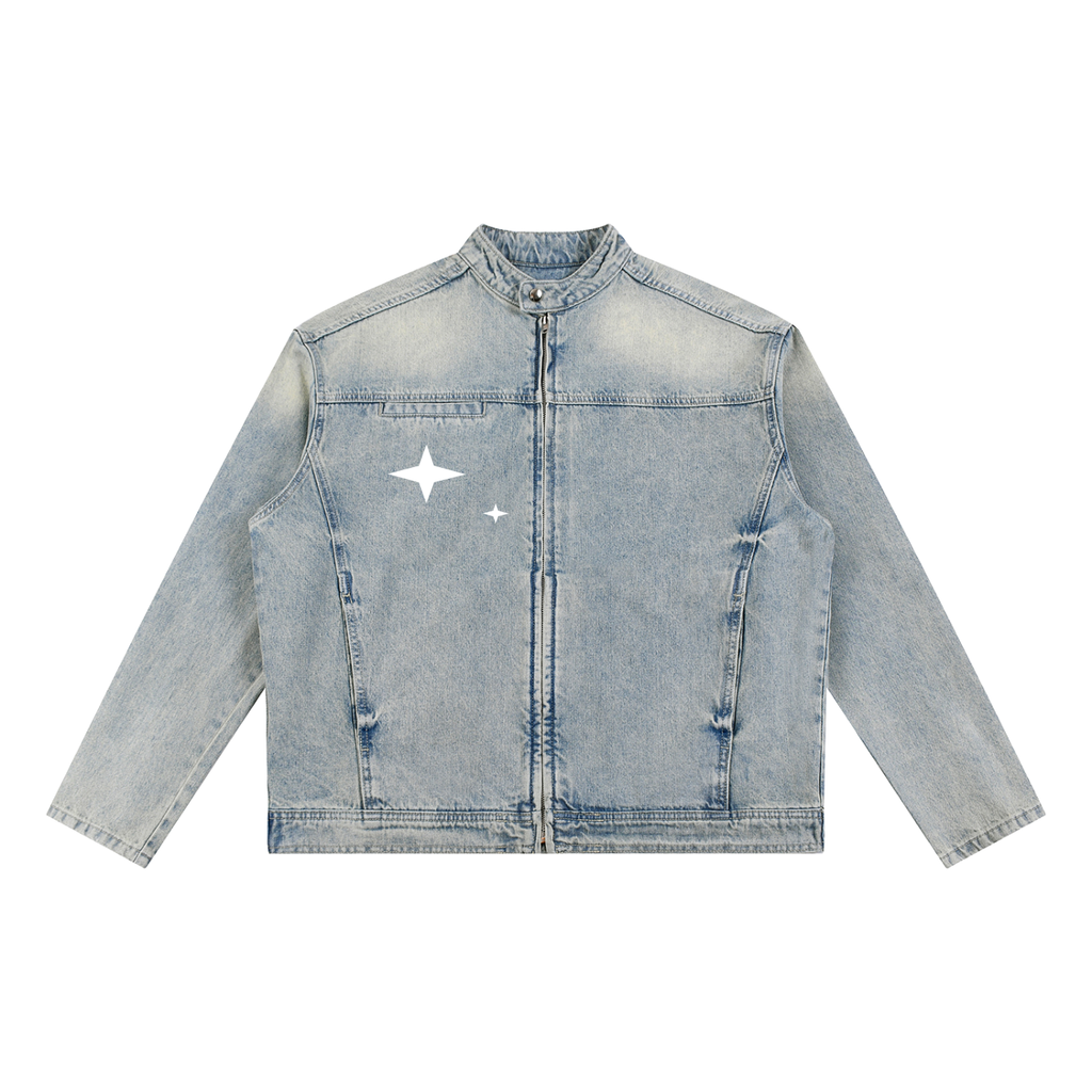 Tiger Rose - Vintage Denim Biker Jacket