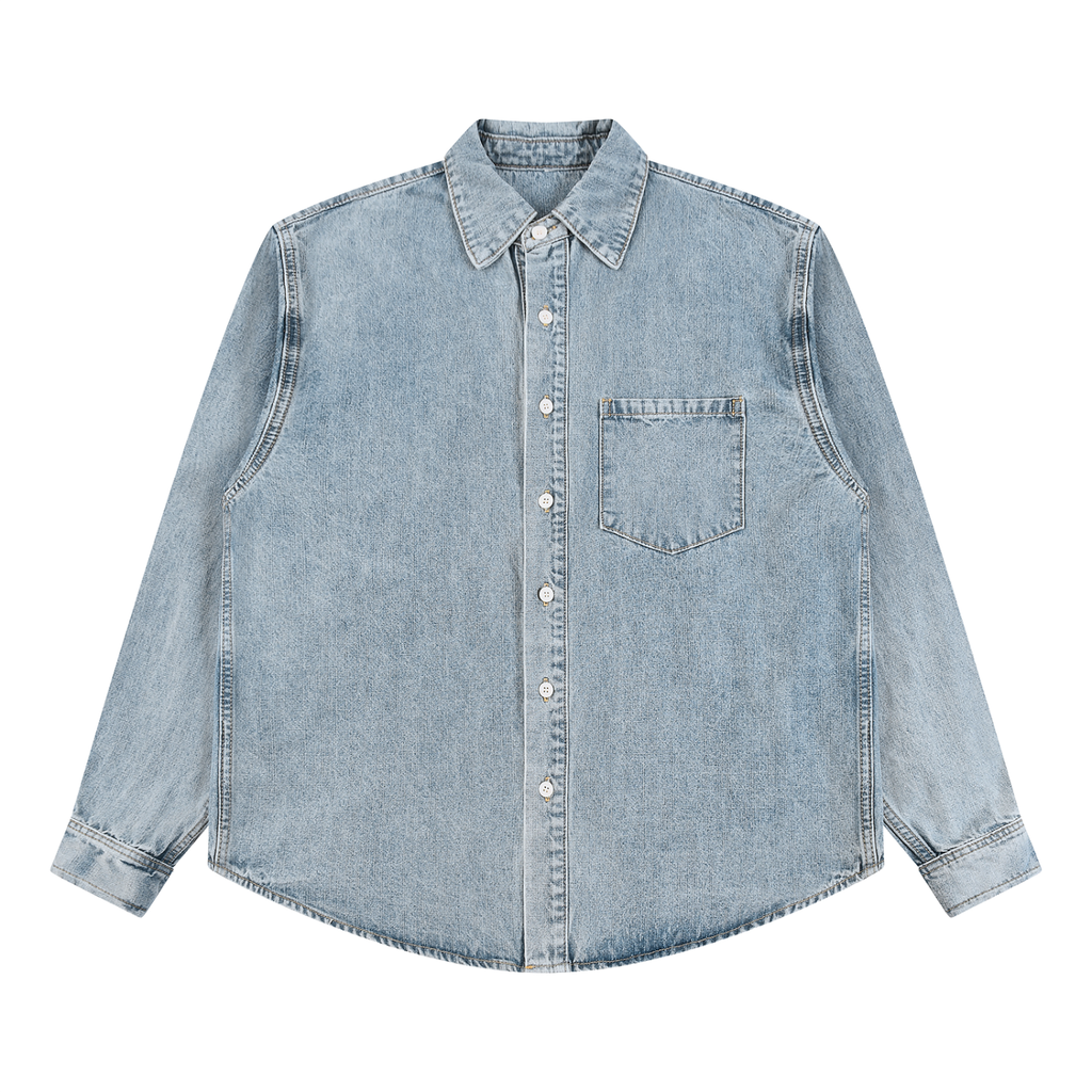 Biker Bones Unisex Vintage Wash Denim Shirt