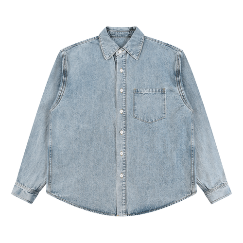 Biker Bones Unisex Vintage Wash Denim Shirt