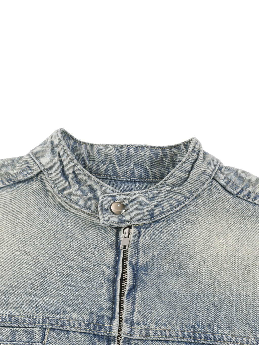 White Wash - Vintage Denim Biker Jacket